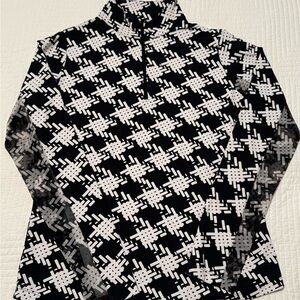 IBKUL Black and White Patterned Half-Zip Top